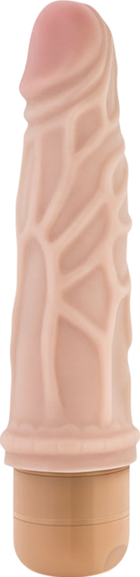 Ρεαλιστικός δονητής από pvc σε φυσικό χρώμα, μήκους 19 εκ. και μέγιστης διαμέτρου 4,4 εκ.