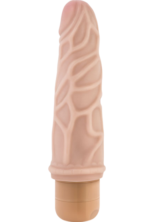 Ρεαλιστικός δονητής από pvc σε φυσικό χρώμα, μήκους 19 εκ. και μέγιστης διαμέτρου 4,4 εκ.