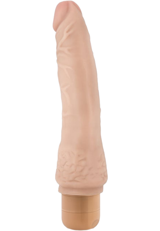 Ρεαλιστικός δονητής από pvc σε φυσικό χρώμα, μήκους 22,5 εκ. και μέγιστης διαμέτρου 3,8 εκ.