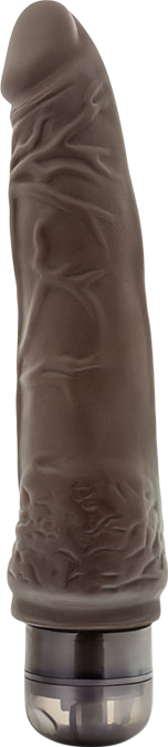 Ρεαλιστικός δονητής από pvc σε καφέ χρώμα, μήκους 22,7 εκ. και μέγιστης διαμέτρου 5,4 εκ.