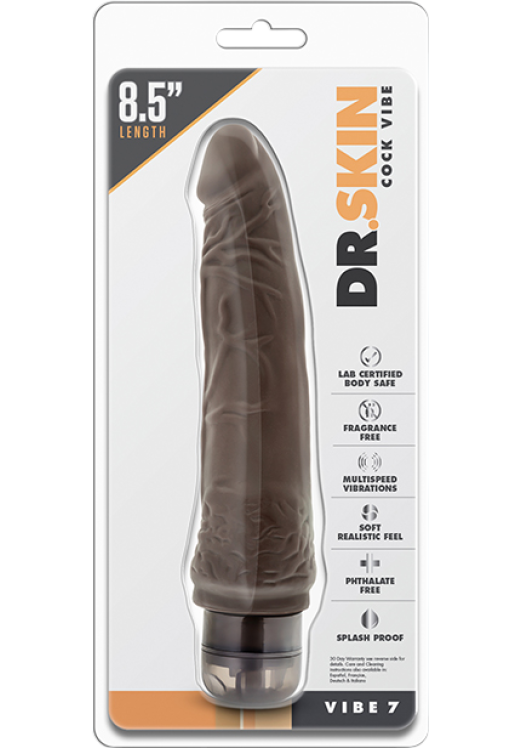 Ρεαλιστικός δονητής από pvc σε καφέ χρώμα, μήκους 22,7 εκ. και μέγιστης διαμέτρου 5,4 εκ.