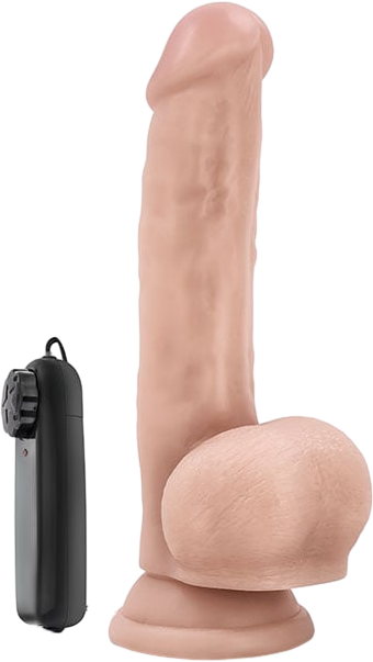 Ρεαλιστικός δονητής από pvc σε φυσικό χρώμα, μήκους 22,2 εκ. και μέγιστης διαμέτρου 4,4 εκ. με ενσύρματο κοντρόλ