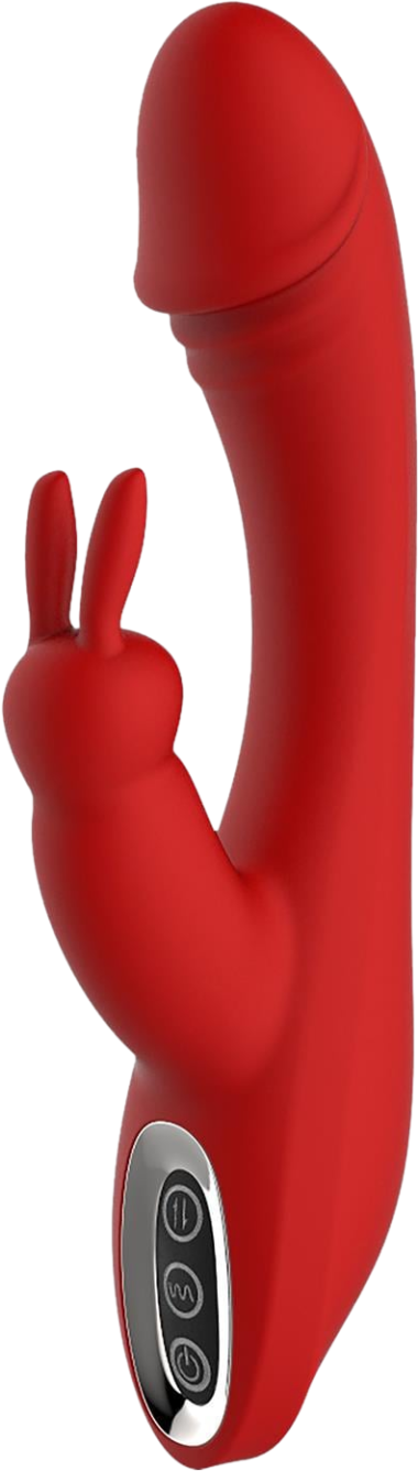 Rabbit δονητής από σιλικόνη σε κόκκινο χρώμα, μήκους 21 εκ. και μέγιστης διαμέτρου 4 εκ.