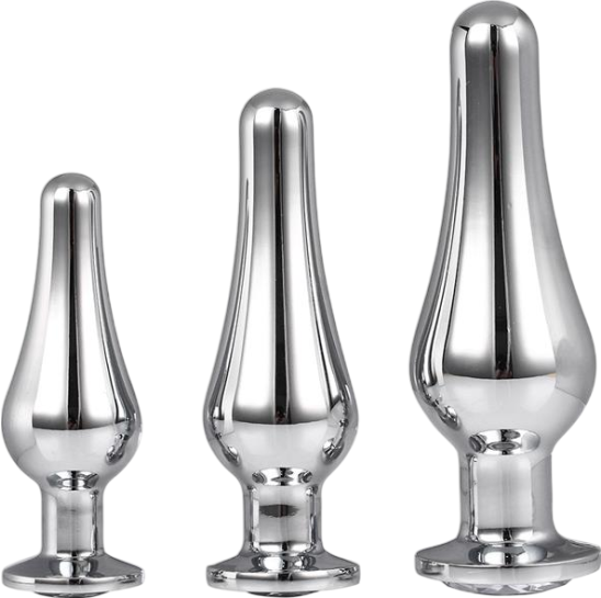 Μεταλλικό σετ πρωκτικές σφήνες σε ασημί χρώμα