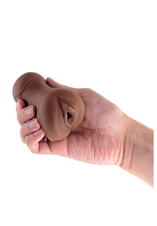 Αυνανιστήρι κόλπου από tpe σε καφέ χρώμα, μήκους 9,7 εκ. και μέγιστης διαμέτρου 6,3 εκ.