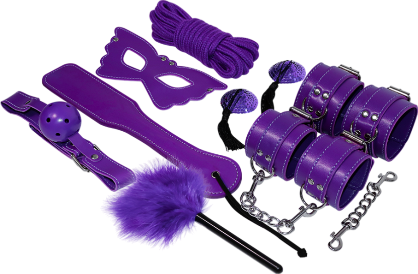 Sex toy kit από δερματίνη σε λιλά χρώμα