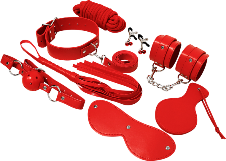 Sex toy kit από δερματίνη σε κόκκινο χρώμα