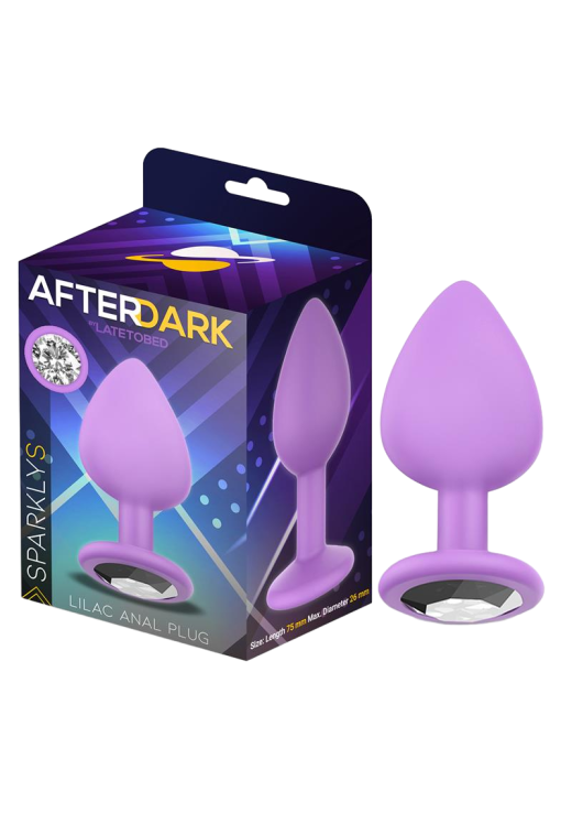 Σφήνα με κόσμημα από σιλικόνη σε λιλά χρώμα, μήκους 7,5 εκ. και μέγιστης διαμέτρου 2,6 εκ.