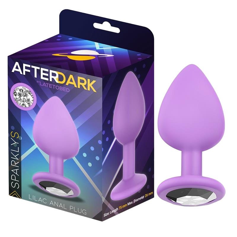 Σφήνα με κόσμημα από σιλικόνη σε λιλά χρώμα, μήκους 7,5 εκ. και μέγιστης διαμέτρου 2,6 εκ.