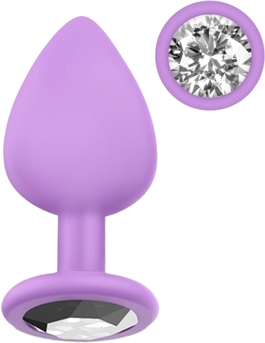 Σφήνα με κόσμημα από σιλικόνη σε λιλά χρώμα, μήκους 7,5 εκ. και μέγιστης διαμέτρου 2,6 εκ.