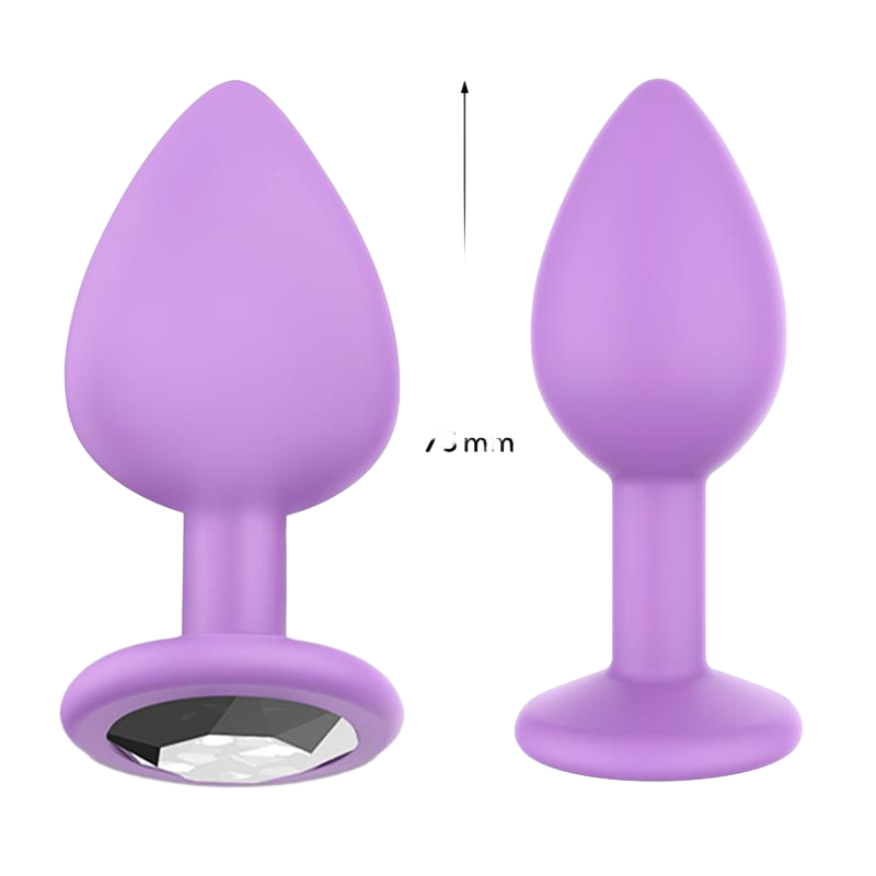 Σφήνα με κόσμημα από σιλικόνη σε λιλά χρώμα, μήκους 7,5 εκ. και μέγιστης διαμέτρου 2,6 εκ.