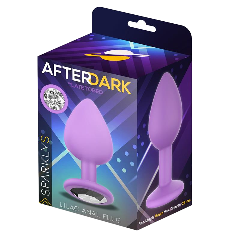 Σφήνα με κόσμημα από σιλικόνη σε λιλά χρώμα, μήκους 7,5 εκ. και μέγιστης διαμέτρου 2,6 εκ.