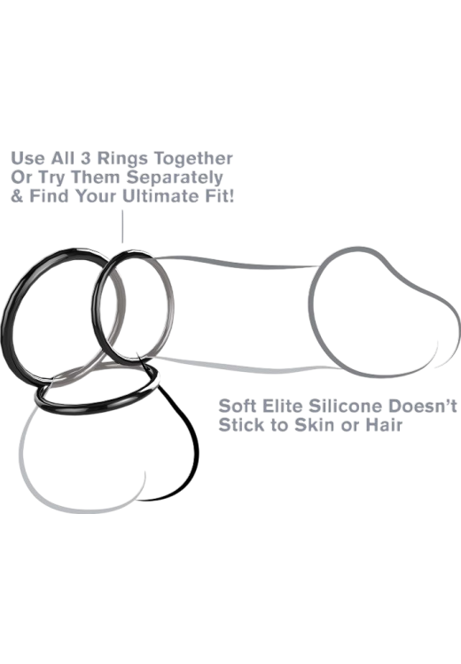 Σετ δαχτυλίδια πέους από σιλικόνη σε μαύρο χρώμα