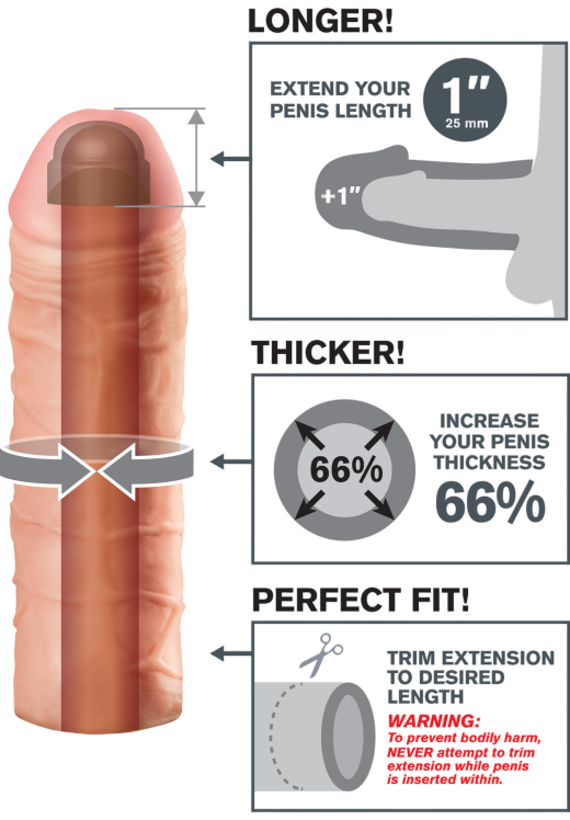 Προέκταση πέους από fanta flesh σε φυσικό χρώμα, μήκους 17.7 εκ.
