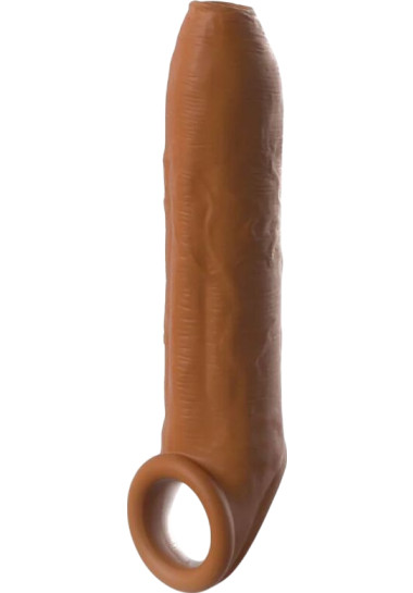 Pipedreams Sleeve Uncut W Strap Caramel 17,7 cm Κάλλυμα πέους από σιλικόνη, μήκους 17,7 εκ.