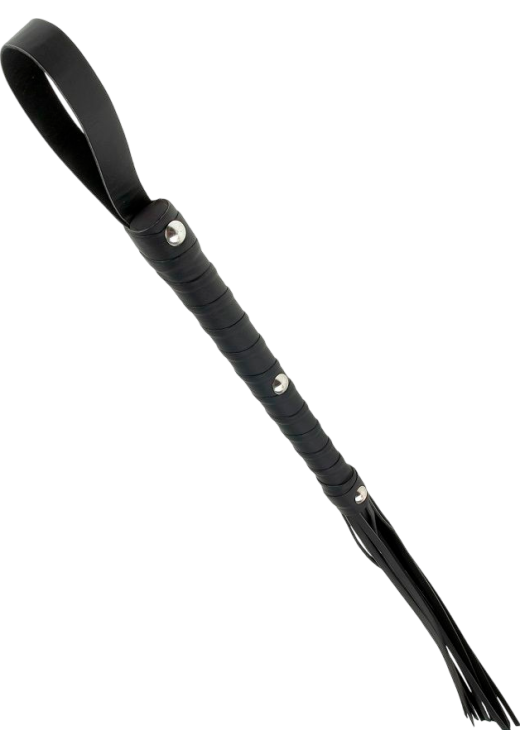 Μαστίγιο από δερματίνη σε μαύρο χρώμα, μήκους 62 εκ.