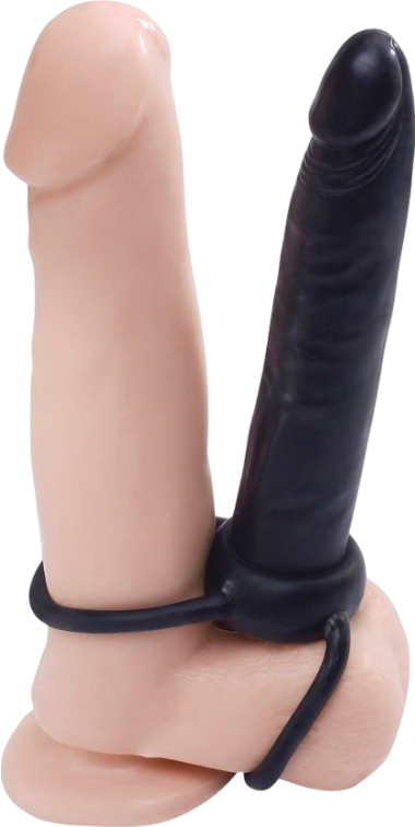 Διπλό δαχτυλίδι πέους από tpe σε μαύρο χρώμα, μήκους 14.4 εκ.