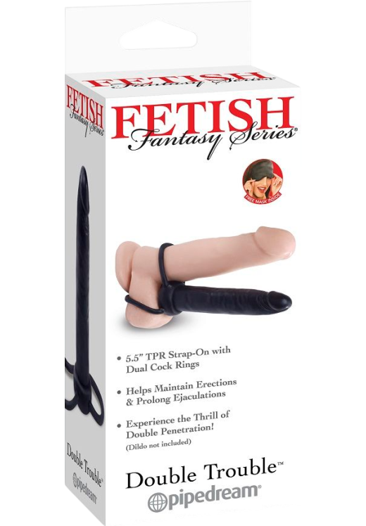 Διπλό δαχτυλίδι πέους από tpe σε μαύρο χρώμα, μήκους 14.4 εκ.