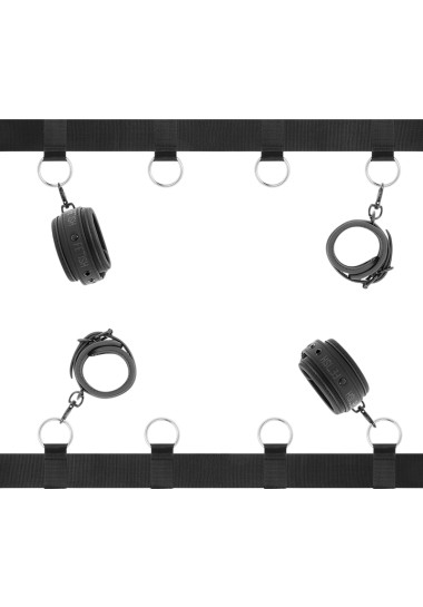 Δεσμά κρεβατιού από δερματίνη σε μαύρο χρώμα