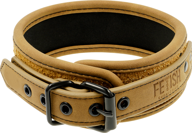 Κολάρο από δερματίνη σε καφέ χρώμα