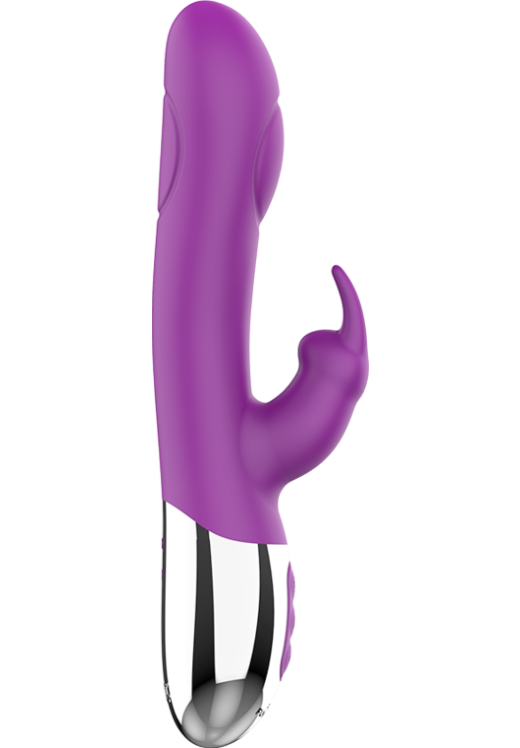 Rabbit δονητής από σιλικόνη σε μοβ χρώμα, μήκους 21 εκ. και μέγιστης διαμέτρου 3,5 εκ.