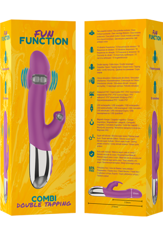 Rabbit δονητής από σιλικόνη σε μοβ χρώμα, μήκους 21 εκ. και μέγιστης διαμέτρου 3,5 εκ.