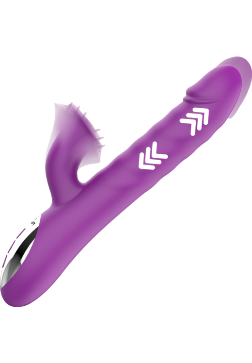 Rabbit δονητής από σιλικόνη σε μοβ χρώμα, μήκους 24,5 εκ. και μέγιστης διαμέτρου 3,5 εκ.