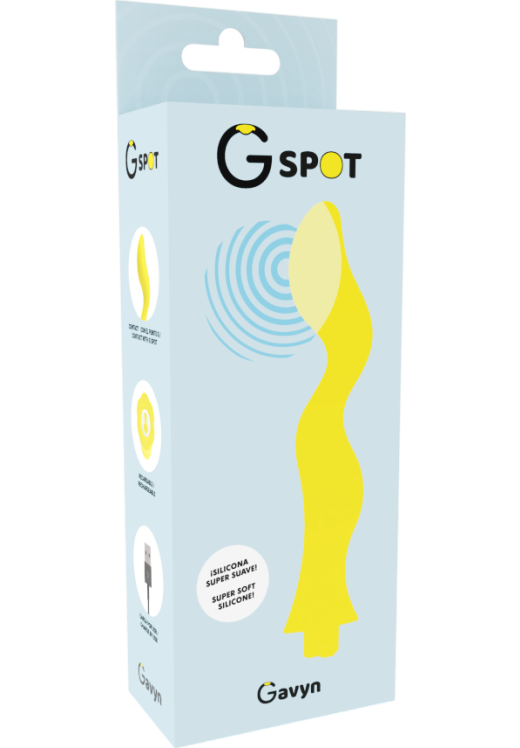 Δονητής σημείου g από σιλικόνη σε κίτρινο χρώμα, μήκους 20 εκ. και μέγιστης διαμέτρου 5 εκ.