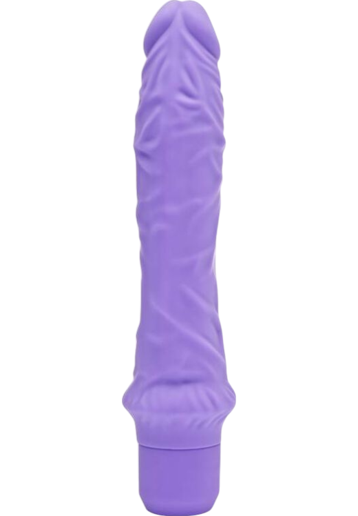 Ρεαλιστικός δονητής από σιλικόνη σε μοβ χρώμα, μήκους 21,5 εκ. και μέγιστης διαμέτρου 4,5 εκ.