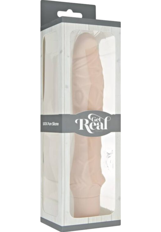 Ρεαλιστικός δονητής από σιλικόνη σε φυσικό χρώμα, μήκους 21,5 εκ. και μέγιστης διαμέτρου 4,5 εκ.