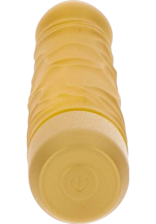 Ρεαλιστικός δονητής από σιλικόνη σε χρυσαφί χρώμα, μήκους 16 εκ. και μέγιστης διαμέτρου 4 εκ.