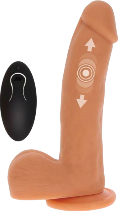 Ρεαλιστικός δονητής από σιλικόνη σε φυσικό χρώμα, μήκους 19,5 εκ. και μέγιστης διαμέτρου 4,3 εκ.