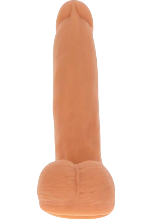 Ρεαλιστικός δονητής από σιλικόνη σε φυσικό χρώμα, μήκους 19,5 εκ. και μέγιστης διαμέτρου 4,3 εκ.