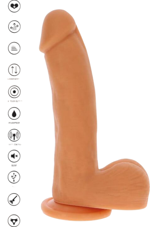 Ρεαλιστικός δονητής από σιλικόνη σε φυσικό χρώμα, μήκους 19,5 εκ. και μέγιστης διαμέτρου 4,3 εκ.