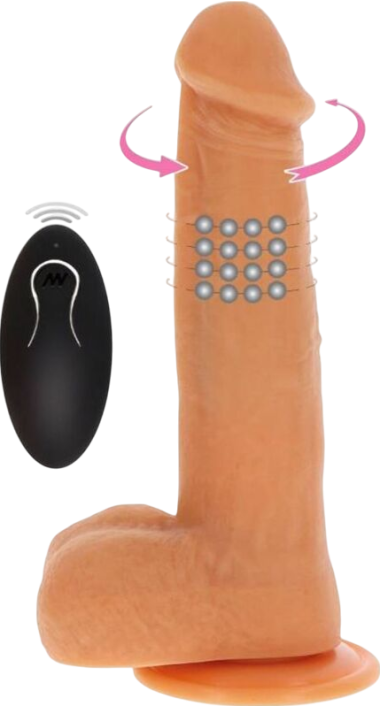 Ρεαλιστικός δονητής από σιλικόνη σε φυσικό χρώμα, μήκους 21 εκ. και μέγιστης διαμέτρου 4,5 εκ. με τηλεχειριζόμενο χειρισμό