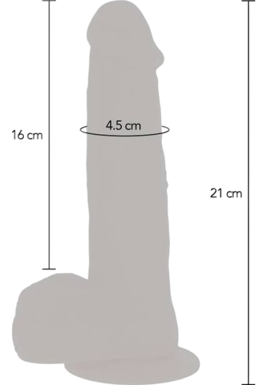 Ρεαλιστικός δονητής από σιλικόνη σε φυσικό χρώμα, μήκους 21 εκ. και μέγιστης διαμέτρου 4,5 εκ. με τηλεχειριζόμενο χειρισμό