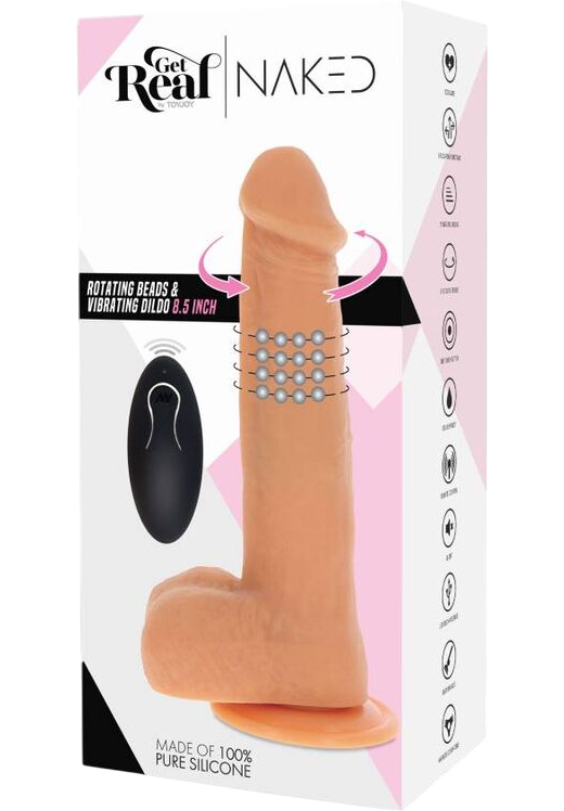 Ρεαλιστικός δονητής από σιλικόνη σε φυσικό χρώμα, μήκους 21 εκ. και μέγιστης διαμέτρου 4,5 εκ. με τηλεχειριζόμενο χειρισμό