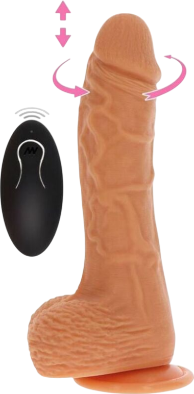 Ρεαλιστικός δονητής από σιλικόνη σε φυσικό χρώμα, μήκους 20 εκ. και μέγιστης διαμέτρου 4 εκ. με τηλεχειριζόμενο χειρισμό