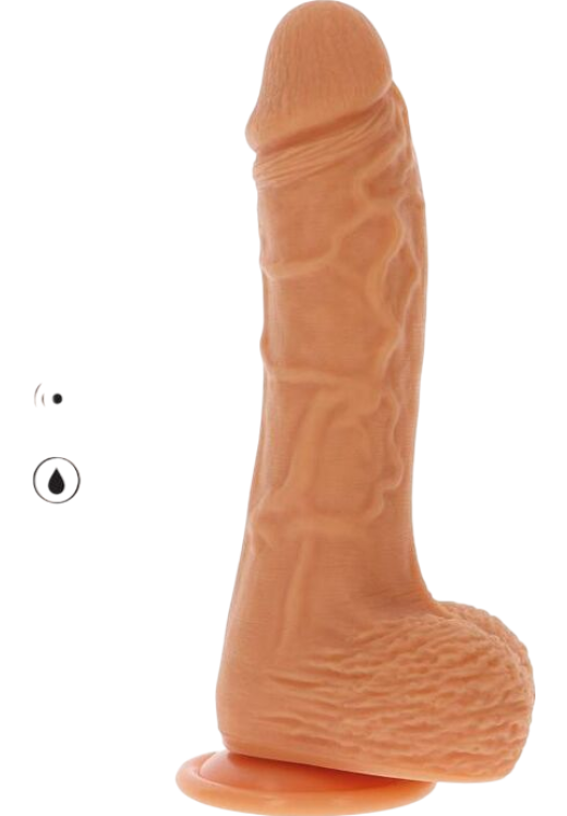 Ρεαλιστικός δονητής από σιλικόνη σε φυσικό χρώμα, μήκους 20 εκ. και μέγιστης διαμέτρου 4 εκ. με τηλεχειριζόμενο χειρισμό
