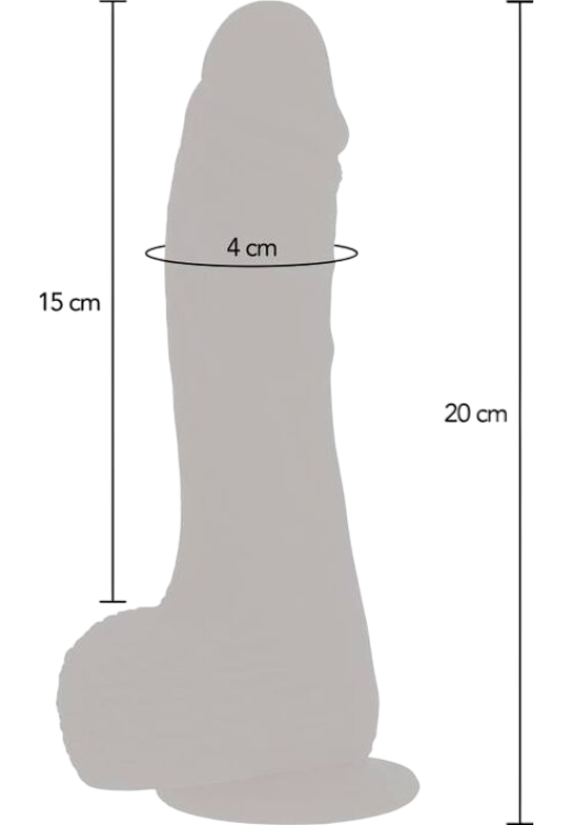 Ρεαλιστικός δονητής από σιλικόνη σε φυσικό χρώμα, μήκους 20 εκ. και μέγιστης διαμέτρου 4 εκ. με τηλεχειριζόμενο χειρισμό