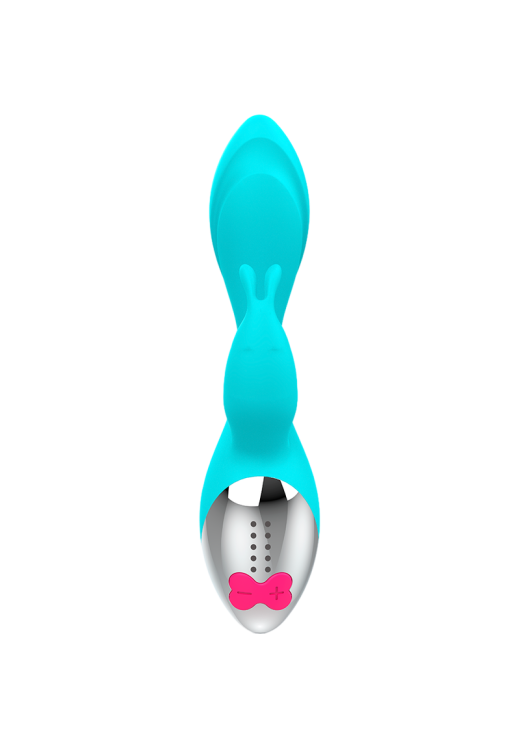 Rabbit δονητής από σιλικόνη σε μπλέ χρώμα, μήκους 19,5 εκ. και μέγιστης διαμέτρου 3,5 εκ.