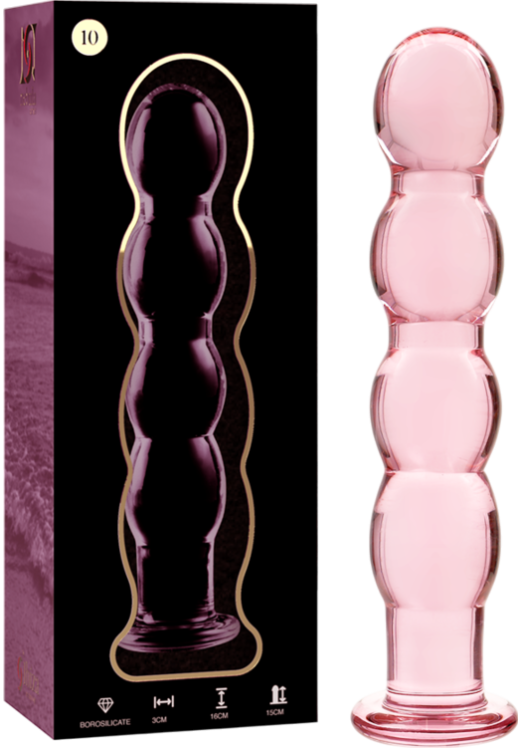 Γυάλινο γυάλινο dildo σε ροζ χρώμα, μήκους 16,5 εκ. και μέγιστης διαμέτρου 3 εκ.