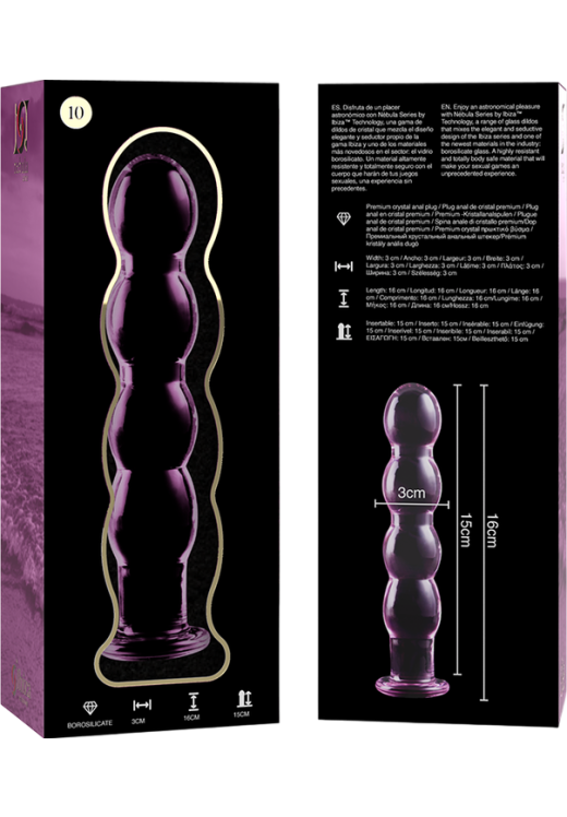 Γυάλινο γυάλινο dildo σε ροζ χρώμα, μήκους 16,5 εκ. και μέγιστης διαμέτρου 3 εκ.