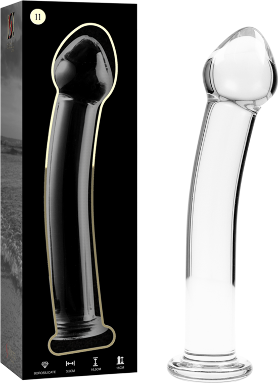 Γυάλινο γυάλινο dildo σε διάφανο χρώμα, μήκους 16,5 εκ. και μέγιστης διαμέτρου 3 εκ.