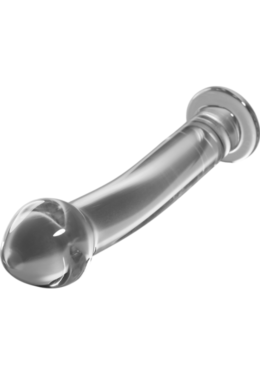 Γυάλινο γυάλινο dildo σε διάφανο χρώμα, μήκους 16,5 εκ. και μέγιστης διαμέτρου 3 εκ.