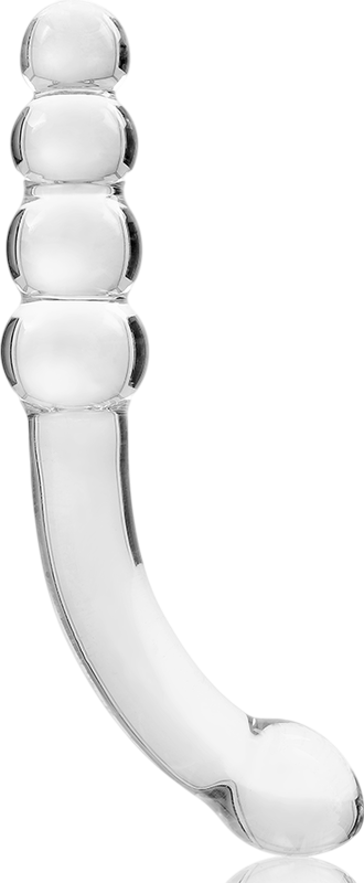 Γυάλινο γυάλινο dildo σε διάφανο χρώμα, μήκους 18,5 εκ. και μέγιστης διαμέτρου 3 εκ.