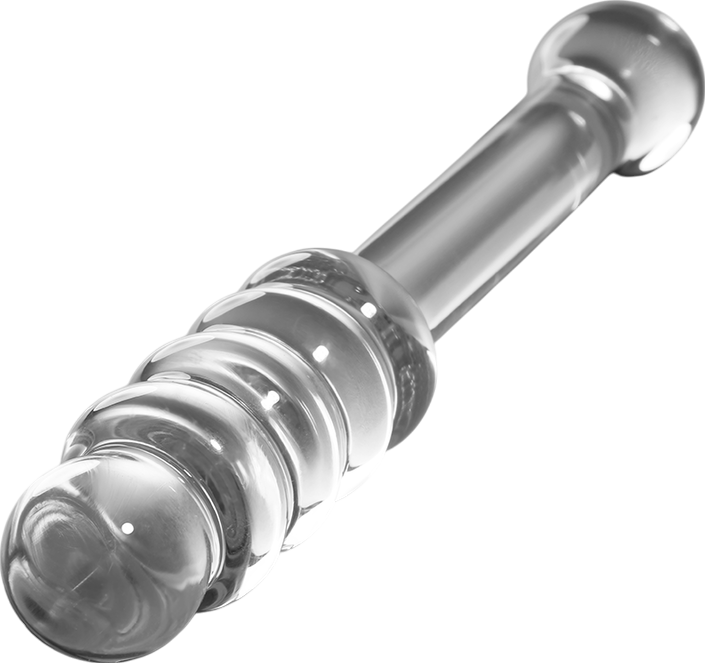 Γυάλινο γυάλινο dildo σε διάφανο χρώμα, μήκους 20,5 εκ. και μέγιστης διαμέτρου 3 εκ.