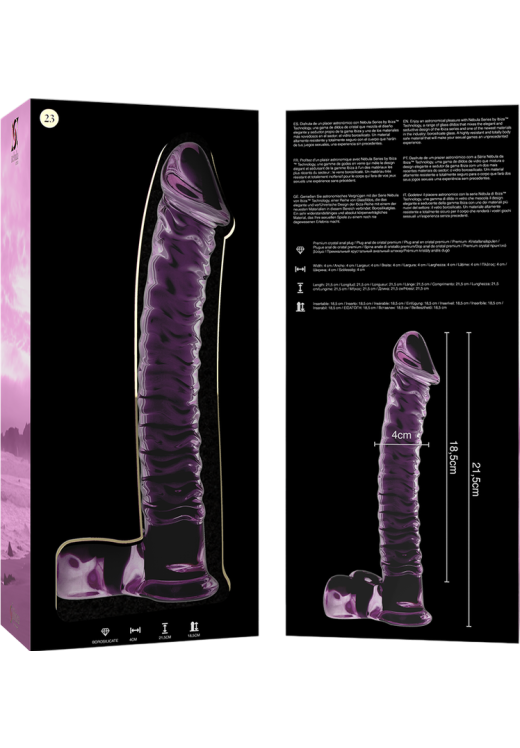 Γυάλινο γυάλινο dildo σε ροζ χρώμα, μήκους 21,5 εκ. και μέγιστης διαμέτρου 4 εκ.