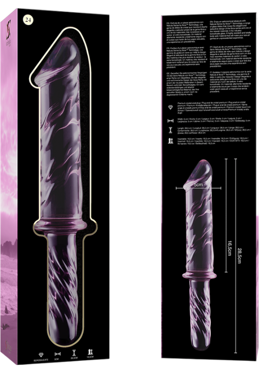 Γυάλινο γυάλινο dildo σε ροζ χρώμα, μήκους 28,5 εκ. και μέγιστης διαμέτρου 5 εκ.
