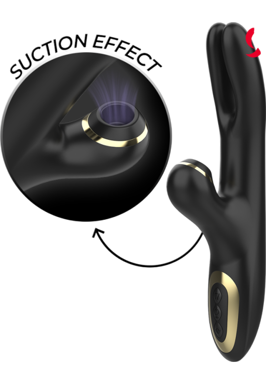 Rabbit δονητής από σιλικόνη σε μαύρο χρώμα, μήκους 24,8 εκ. και μέγιστης διαμέτρου 3,3 εκ.